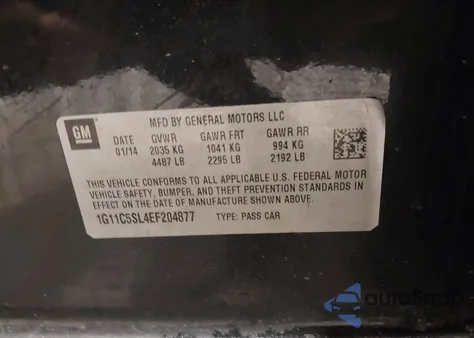 2014 Chevrolet Malibu 1Lt z USA, uszkodzony, nr VIN 1G11C5SL4EF204877